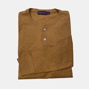 Ralph Lauren Purple Label Brown Men’s Interlock Henley shirt NWOT Pima $295 polo